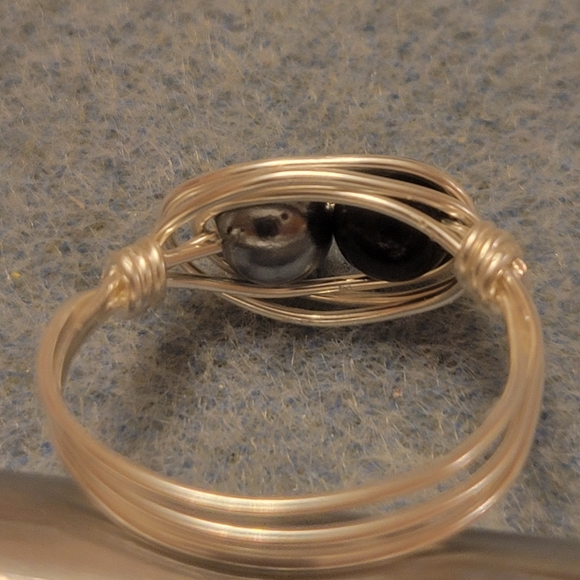 Silver, Black and Gray Faux Pearl Ring - Picture 7 of 7